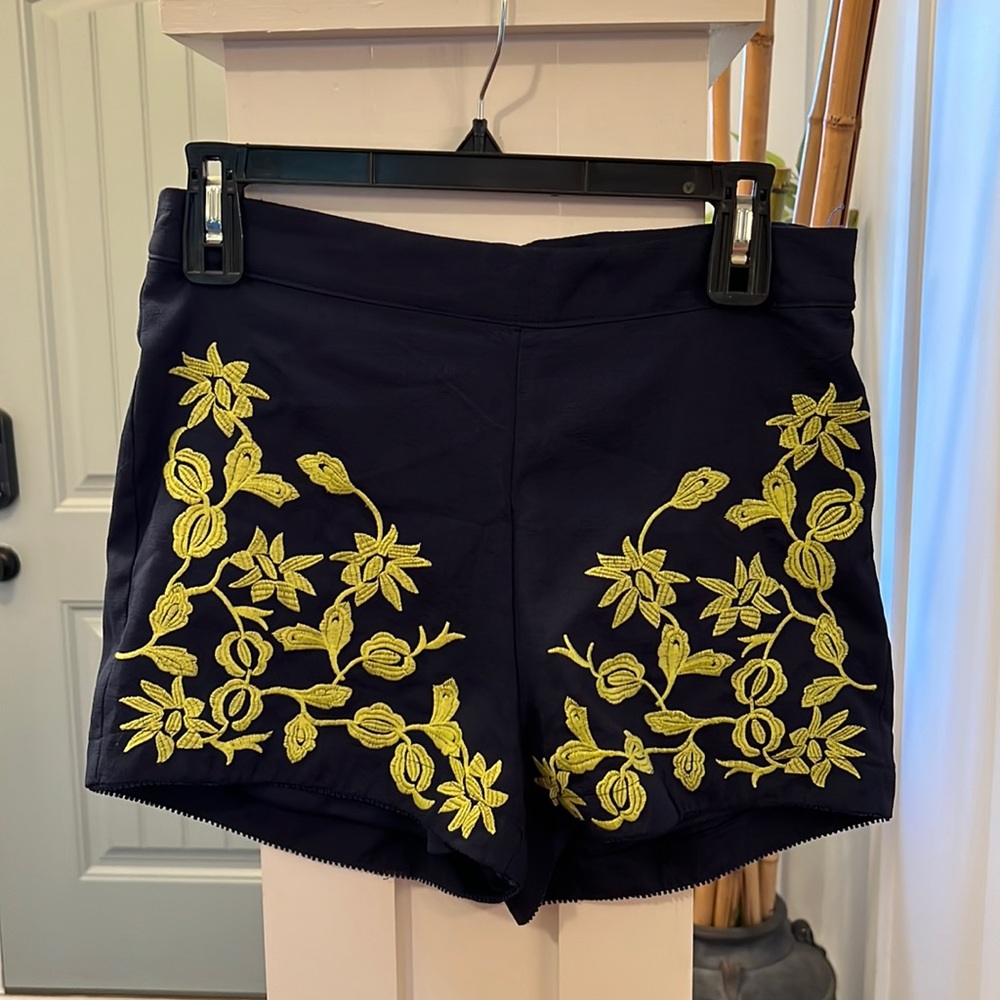 Navy and Green Floral Shorts